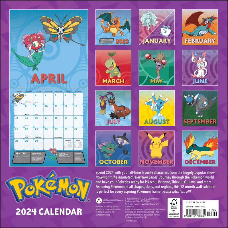 Pokémon 2024 Wall Calendar The Gaming Shelf