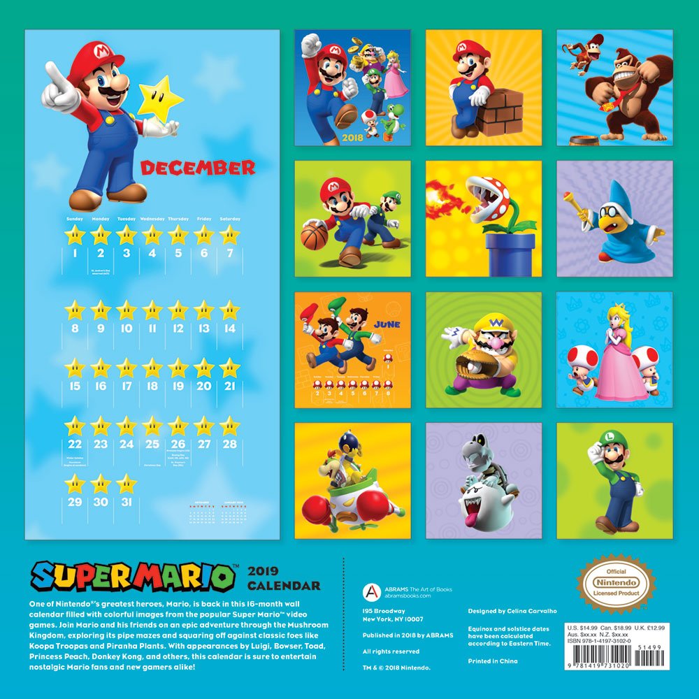 Super Mario 2019 Wall Calendar The Gaming Shelf